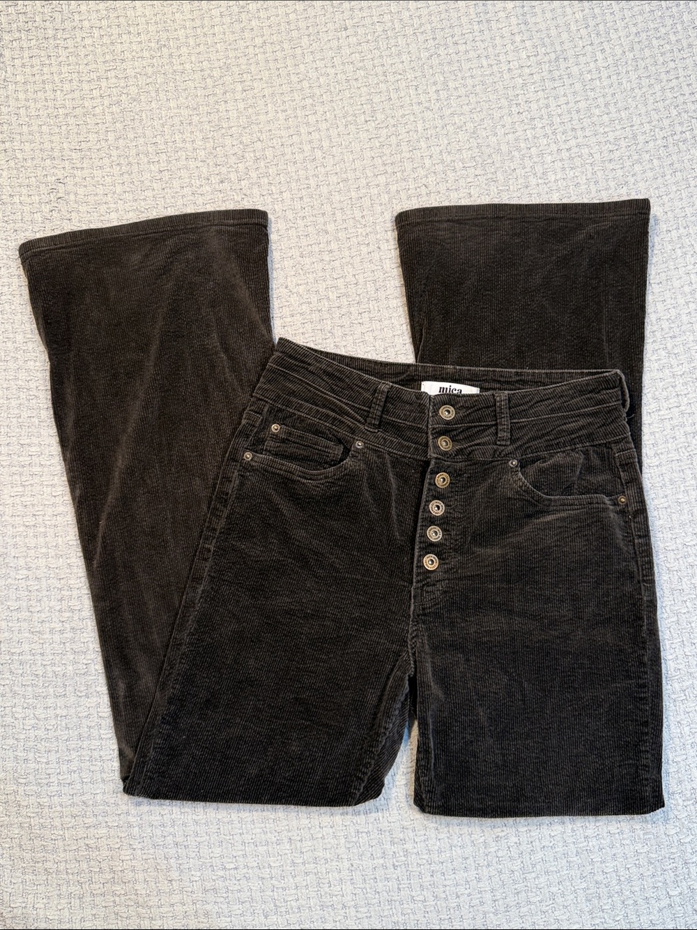 Mica High Rise Flare Brown Corduroy Pants Retro STYLE# MDP-F3358AB Size 30